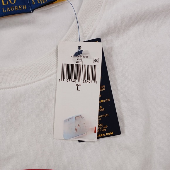 Polo Ralph Lauren Sweatshirt Mens Large White Polo Logo 1967 Fleece P Wing $148 - Picture 5 of 10